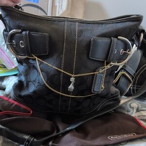 Coach Soho Signature Jacquard Canvas Leather W/Convertible Heavy Strap Crossbody